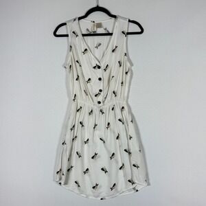 Mimi Chica Small Mini Dress Boston Terrier Dog White Womens Whimsical Fun Cute